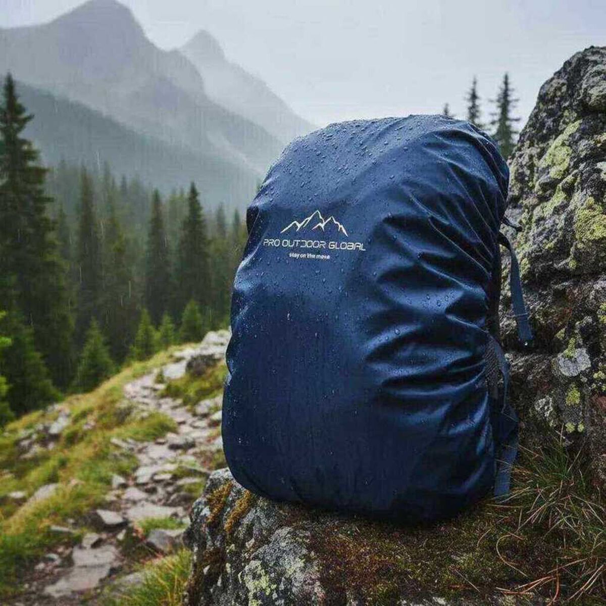 Cubre Mochila Contra Agua Impermeable Funda 45Lts Azul Pro Outdoor