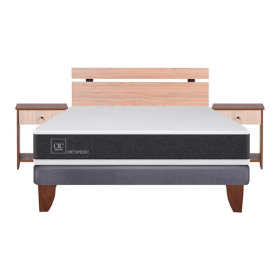Imagen 2 del producto Cama Europea CIC 2 Plazas Ortopedic + Respaldo + 2 Veladores Olmo