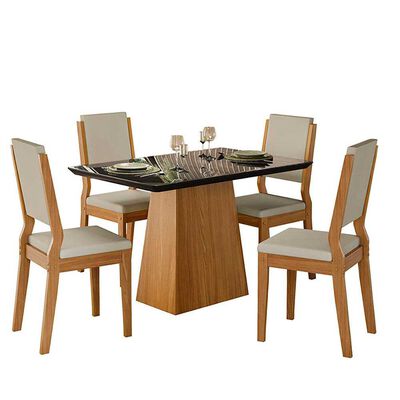 Juego de Comedor VekkaHome Barbi 4 Sillas Gris