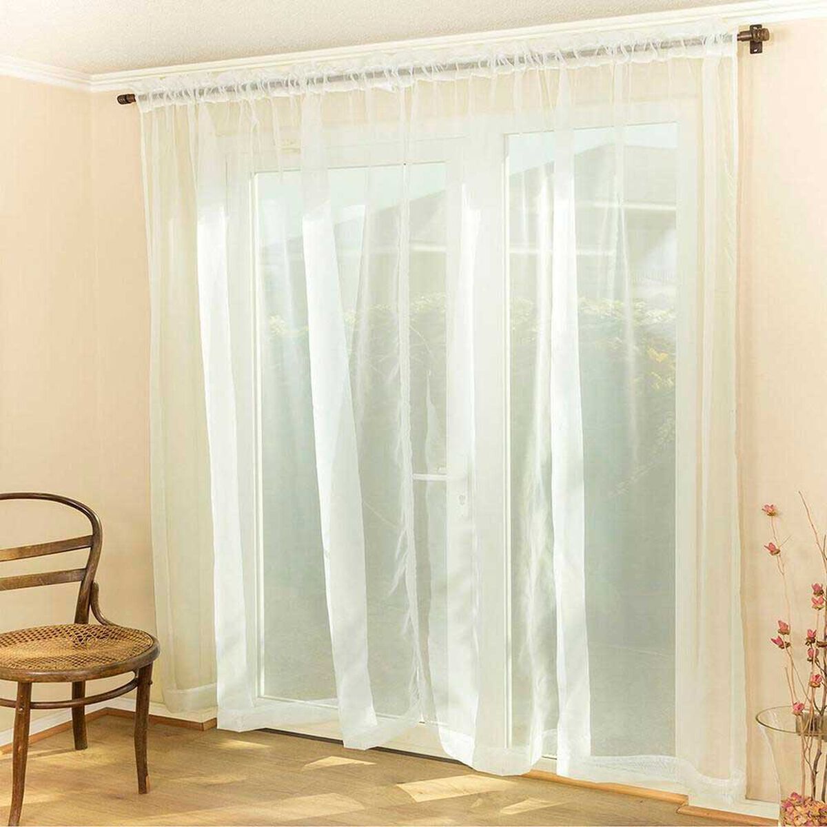 Juego de Velos Doral Liso Presilla 140 x 220 cm Blanco&nbsp;