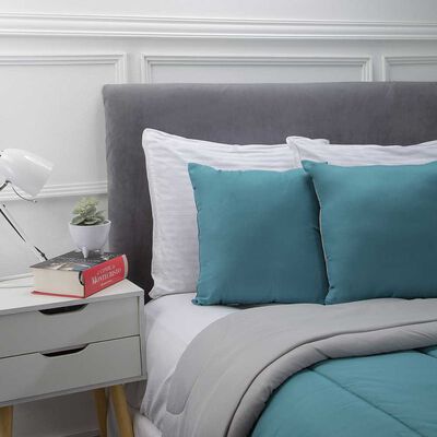 Imagen 2 del producto Set Plumón Bicolor + 2 Cojines Casanova 1,5 Plazas Liso Esmeralda Gris