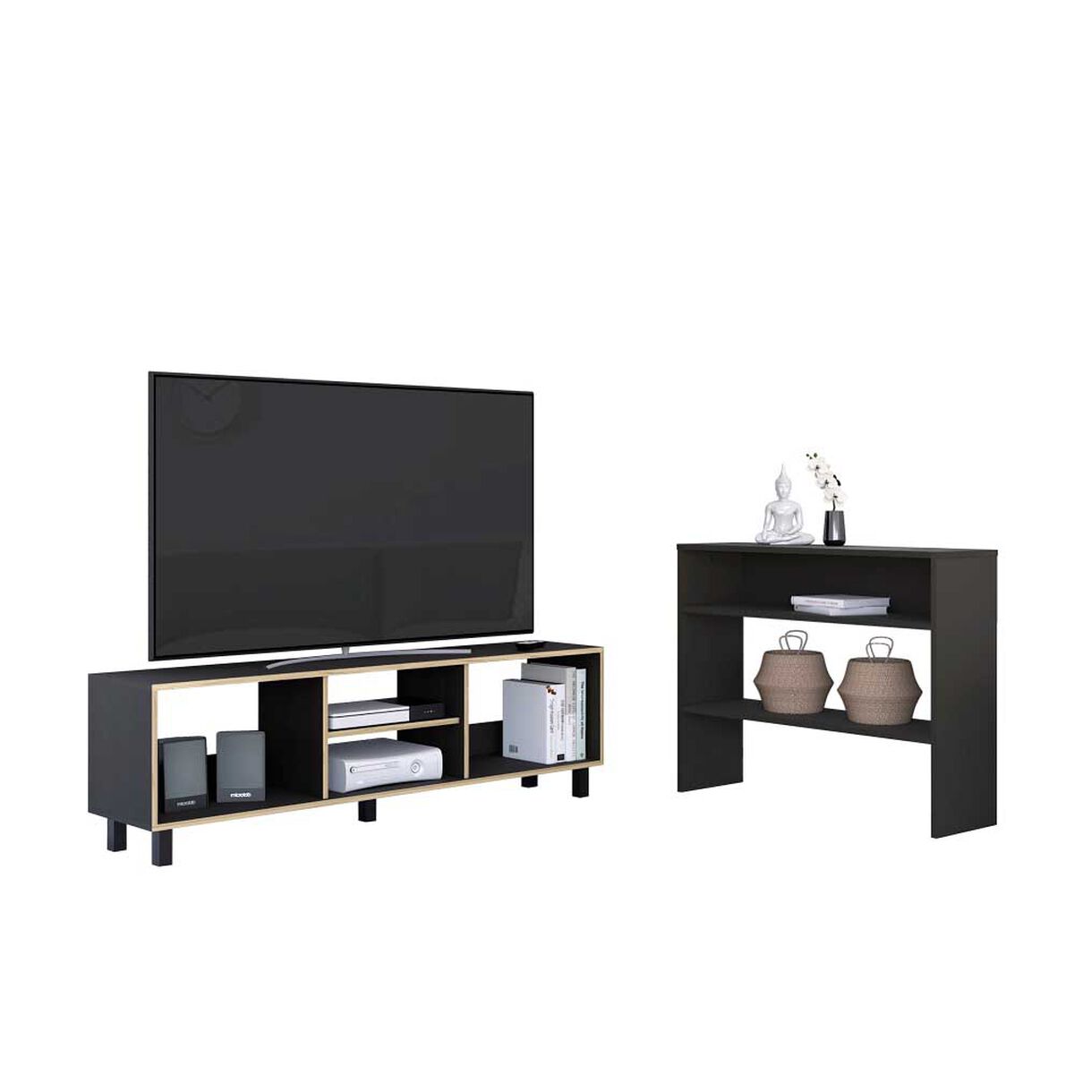 Combo Rack TV65  + Mesa de Arrimo TuHome Nomik Wengue Duna