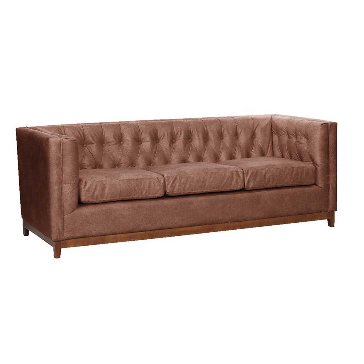 Sofá Latam Home Cuero Colorado Roma 3 Cuerpos Caramelo