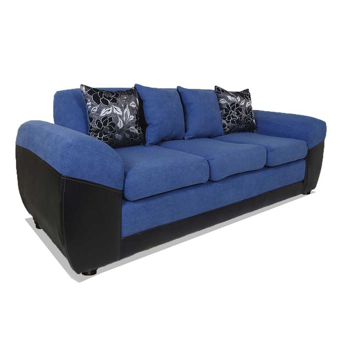 Sofá Elegant Detail Houston 3 Cuerpos Negro Azul