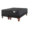 Combo Cama Europea Flex Base Dividida 2 Plazas Black + Respaldo + 2 Veladores Casanova 2 Plazas Naturale Negro
