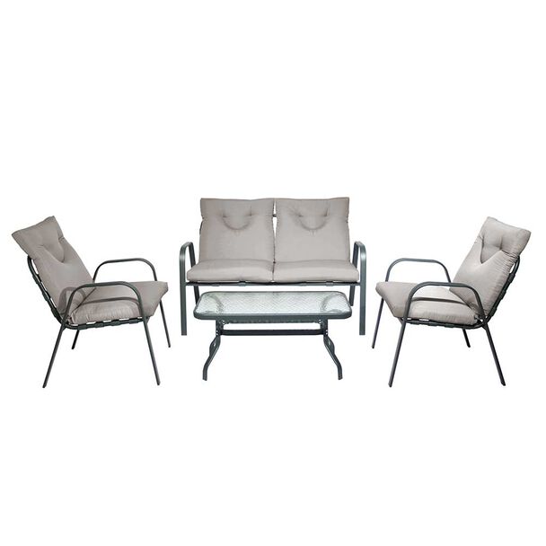 Juego de Living para Terraza Casanova Murano Sofá 2 Cuerpos + Dos Sillones 1 Cuerpo + Mesa de Centro Gris