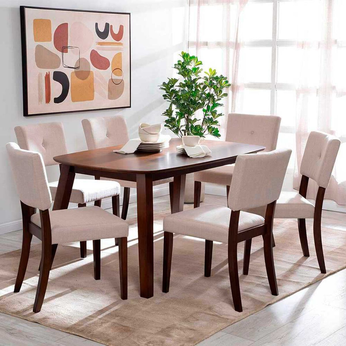 Juego de Comedor Exit Milan 6 Sillas Marr&oacute;n