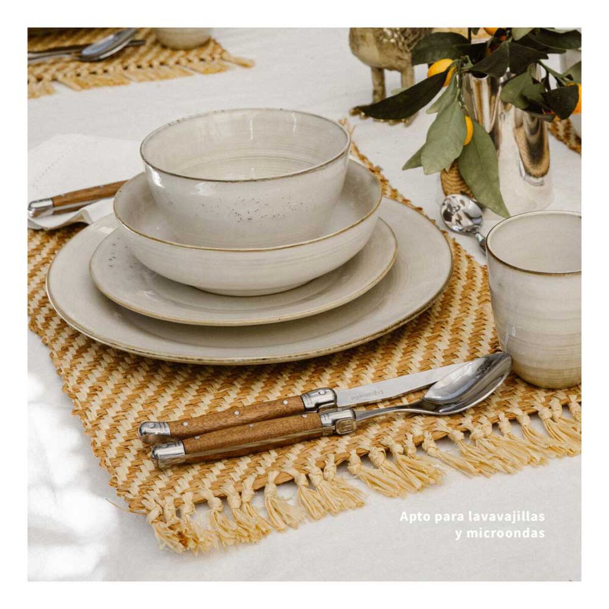 Juego de Vajilla Simplit Siena Cerámica Gres 30 Piezas Beige