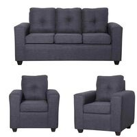 Juego de Living Black Factory Ranger Sofá 3 Cuerpos + Dos Sillones 1 Cuerpo Marengo