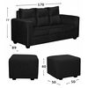 Juego de Living Diseño A&M Home Loreto Sofá 3 Cuerpos + 2 Pouf 1 Cuerpo  Negro