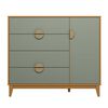 Cómoda Vekkahome Ipe 4 Cajones 1 Puerta Café Verde
