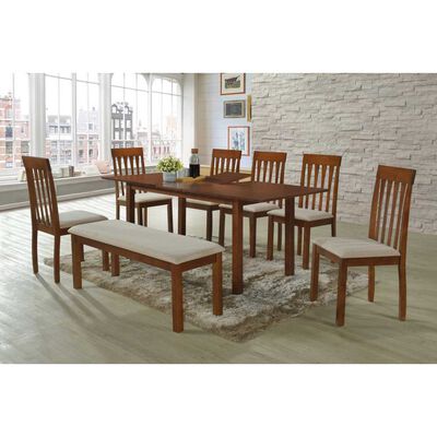 Juego de Comedor Fm Furniture Qatar M1800 6 Sillas 1 Banca