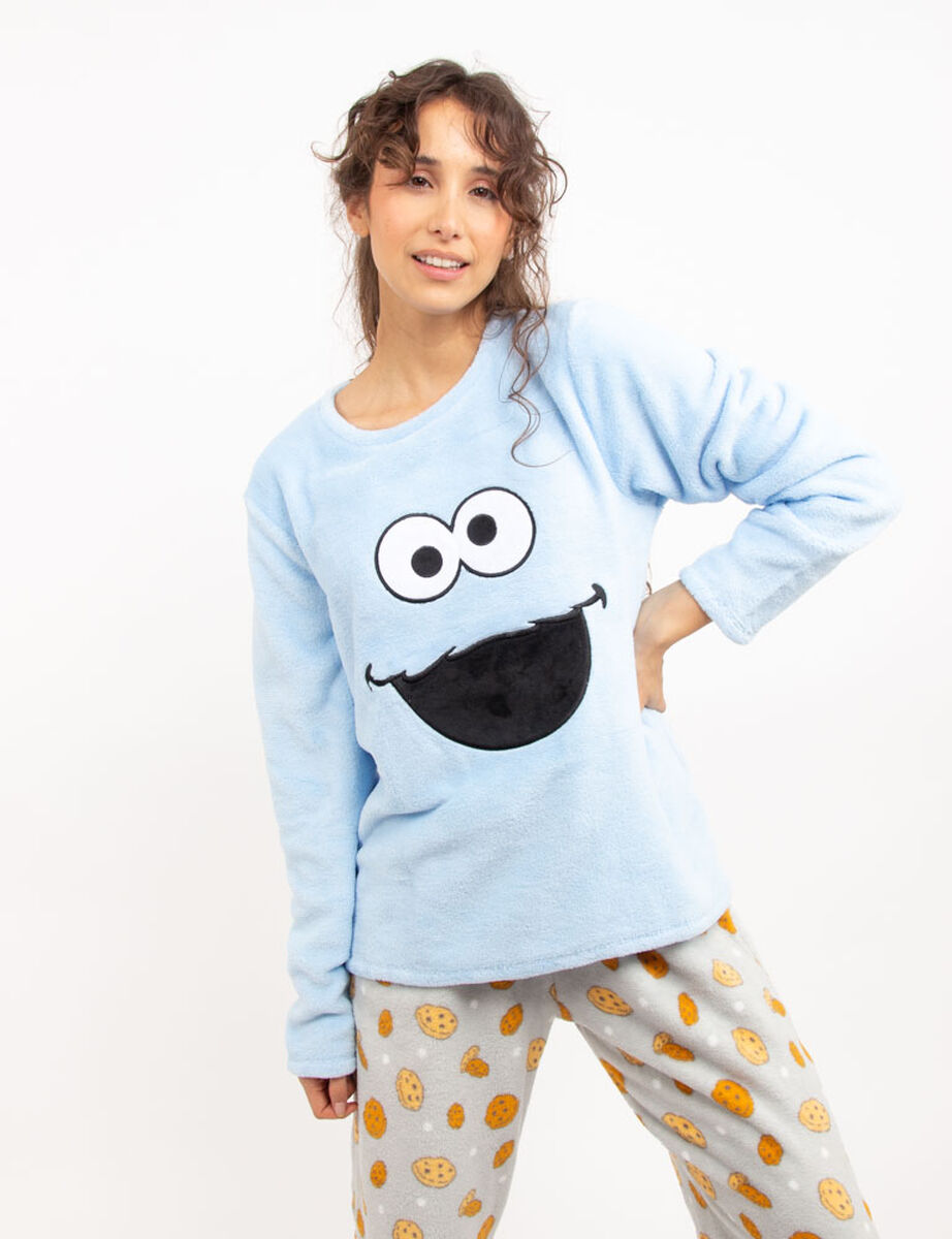 Pijama Manga Larga Mujer Cookie Monster Palza Sesamo