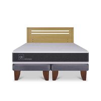 Cama Europea CIC Base Dividida 2 Plazas Ortopedic + Respaldo Munich Mostaza