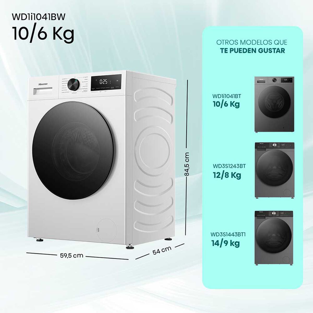 Lavadora Secadora Carga Frontal Hisense WD1i1041BW 10/6 Kg Blanca