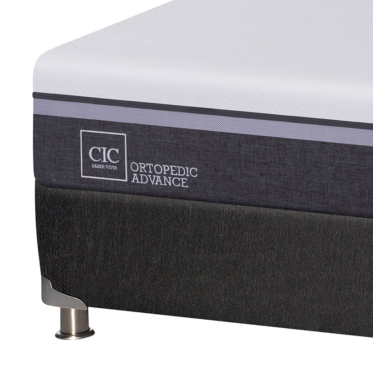 Box Spring CIC 2 plazas Ortopedic Advance + Respaldo + velador New Dublin