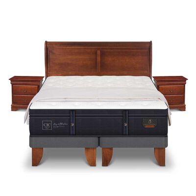CIC Cama Europea CIC Base Dividida King Grand Premium + Respaldo + Veladores + Plumón Ganso