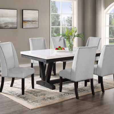 Juego de Comedor Daniels 6 Sillas Rodeus M&aacute;rmol Blanco