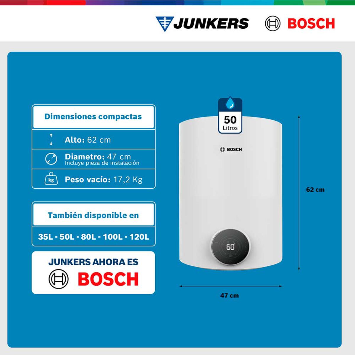 Termo El&eacute;ctrico Bosch Tr4000T 50 lts. Blanco