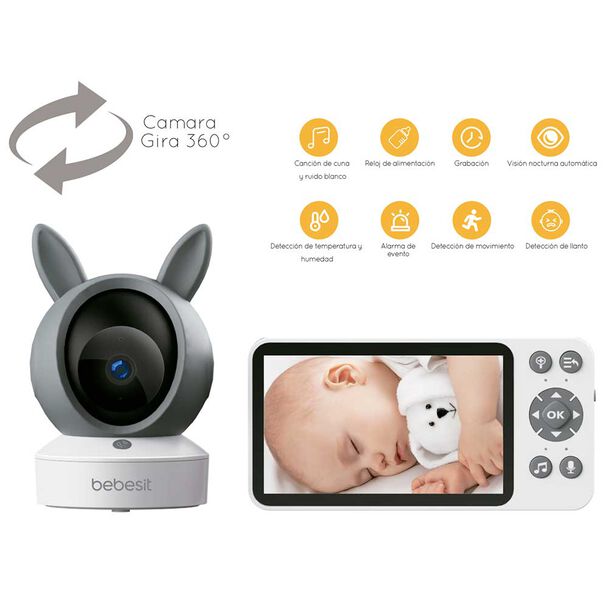 Monitor Camara 360 SmartGuard HF3.0 Wifi1080p Ruido+Soporte Bebesit