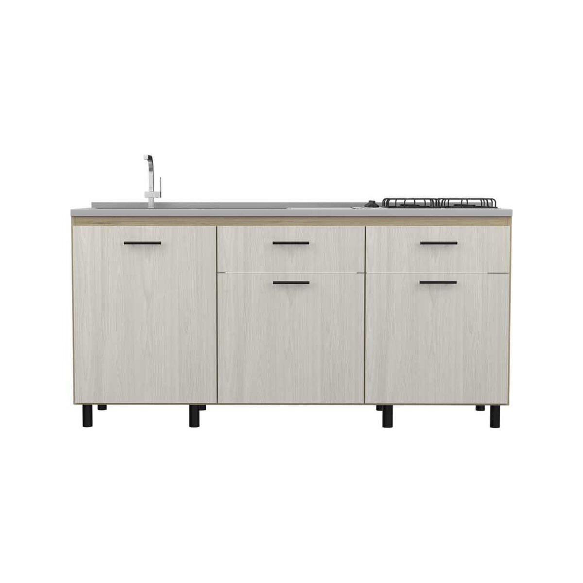 Mueble de Cocina Lavaplatos TuHome Gante 3 Puertas 2 Cajones Rovere Niebla