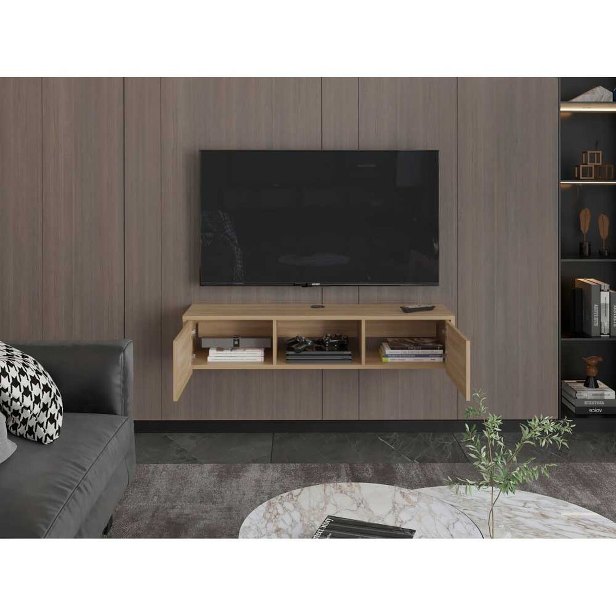 Rack Tuhome Glen Hasta 65" Fresno Europeo