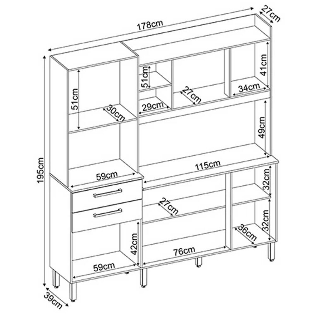 Mueble de Cocina Onessta Select 2 Cajones 6 Puertas Avena Grafito