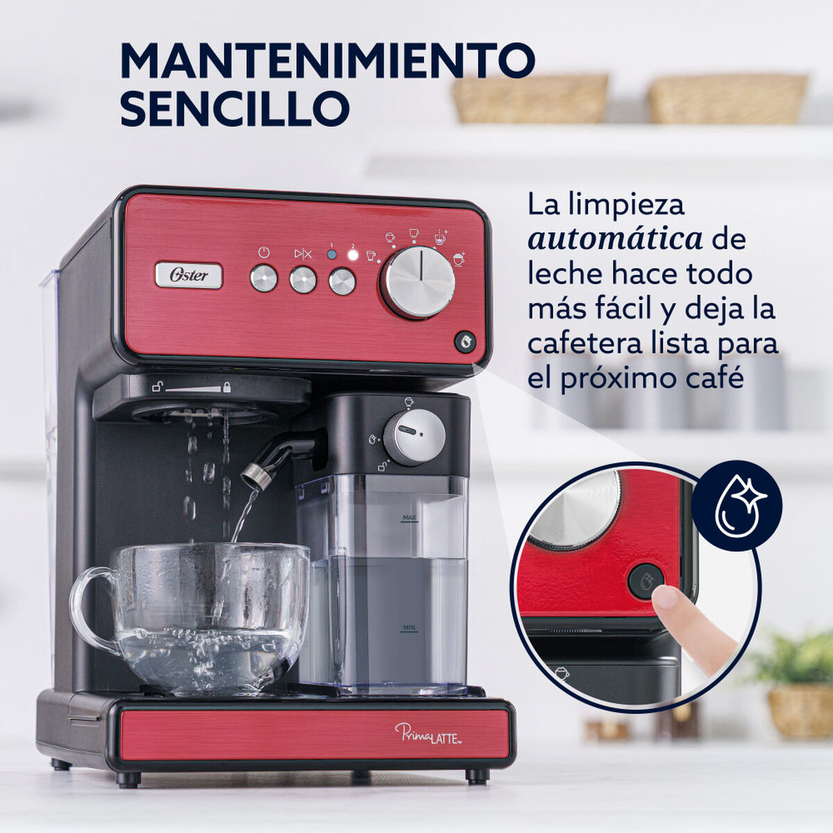 Cafetera espresso Oster&reg; PrimaLatte, Roja