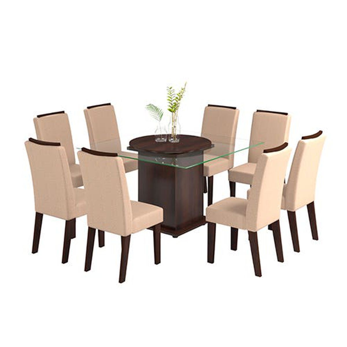 Juego de Comedor Altavisión Jana 8 Sillas Nogal Canela
