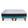 Cama Europea Latam Home Base Dividida Súper King Zen Top Spring Soft Velvet Turquesa