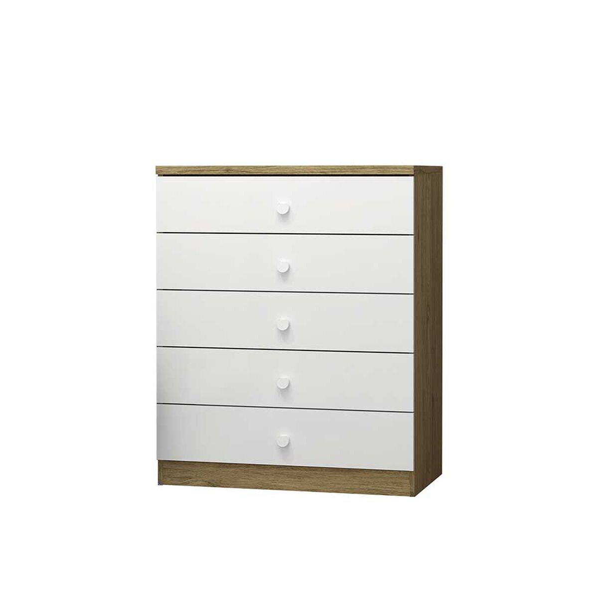 Cómoda Home Mobili Jade 5 Cajones Blanco Café