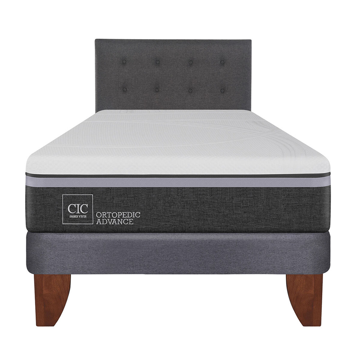 Cama Europea CIC 1,5 Plazas Ortopedic Advance + Respaldo Eufrates