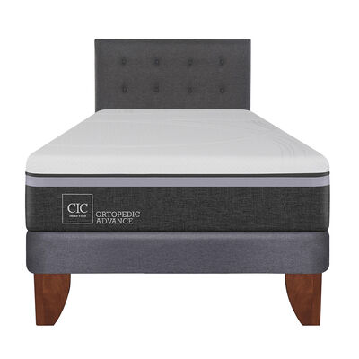 Cama Europea CIC 1,5 Plazas Ortopedic Advance + Respaldo Eufrates