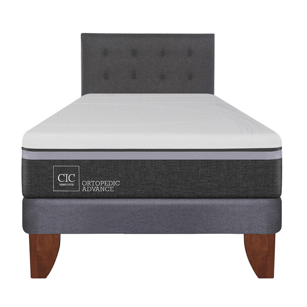 Cama Europea CIC 1,5 Plazas Ortopedic Advance + Respaldo Eufrates