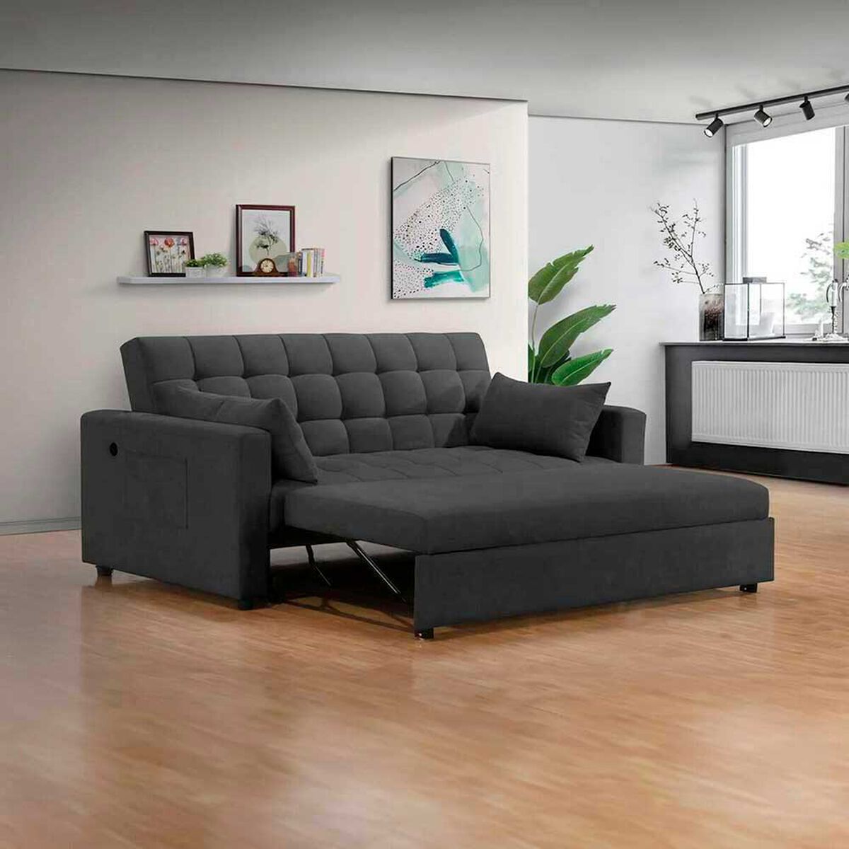 Sof&aacute; Cama Celta Luxe 3 Cuerpos Gris Oscuro