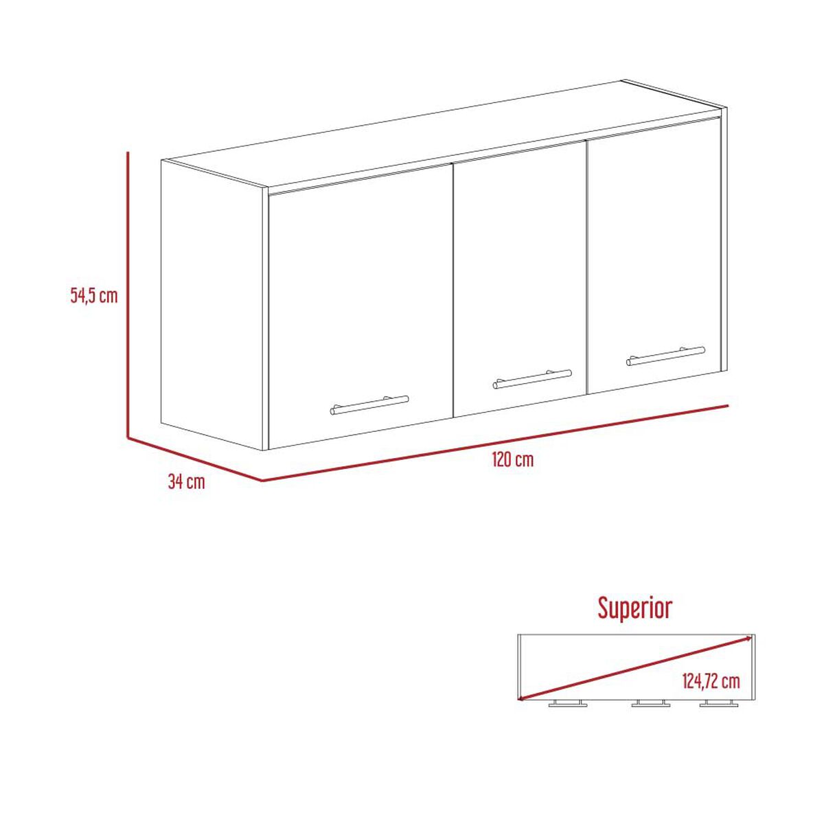 Mueble de Cocina Superior TuHome Orion 3 Puertas Duna Blanco