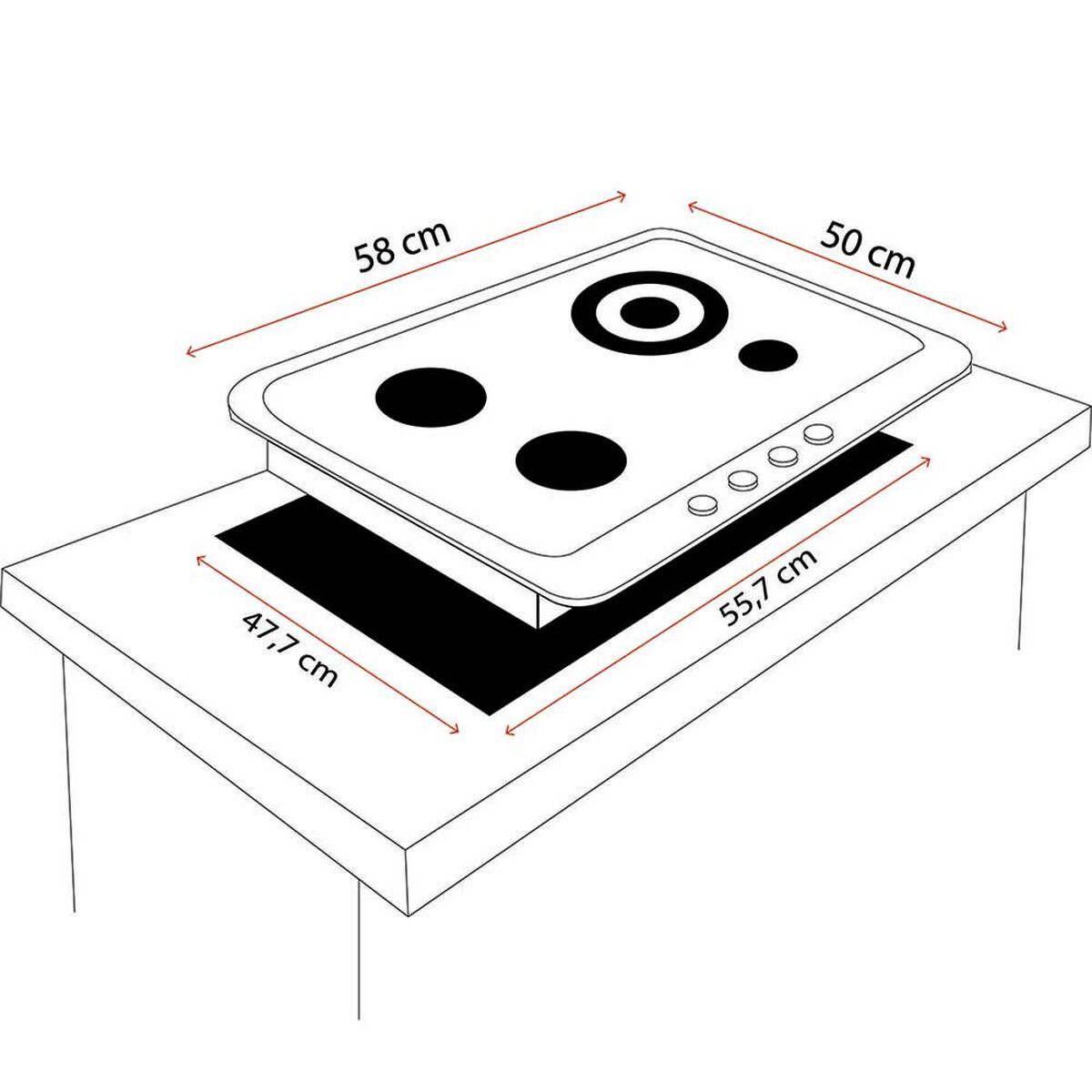 Encimera a Gas Sindelen CEG-4670IN 4 Quemadores