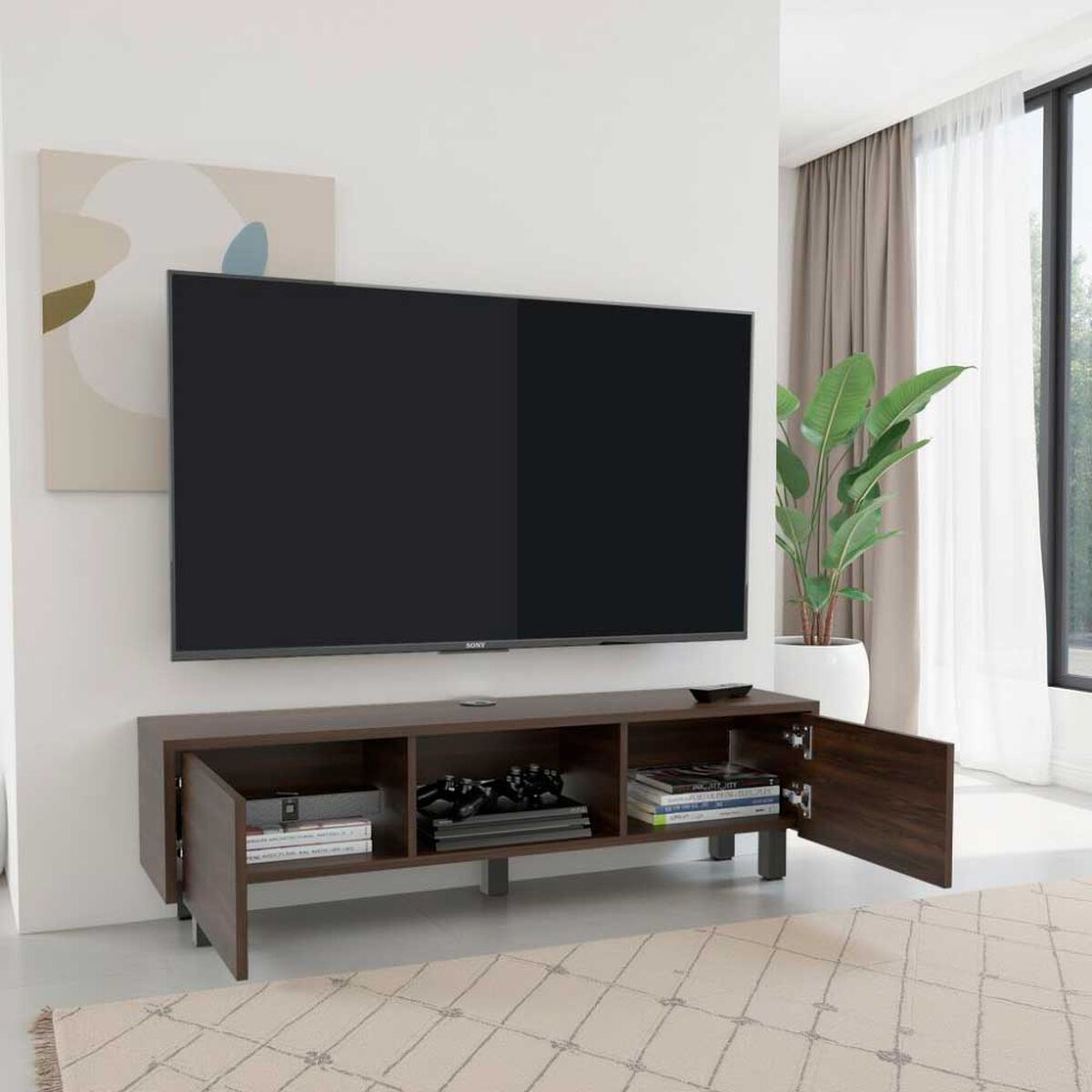 Panel TV TuHome Glen Hasta 65" Nogal Europeo