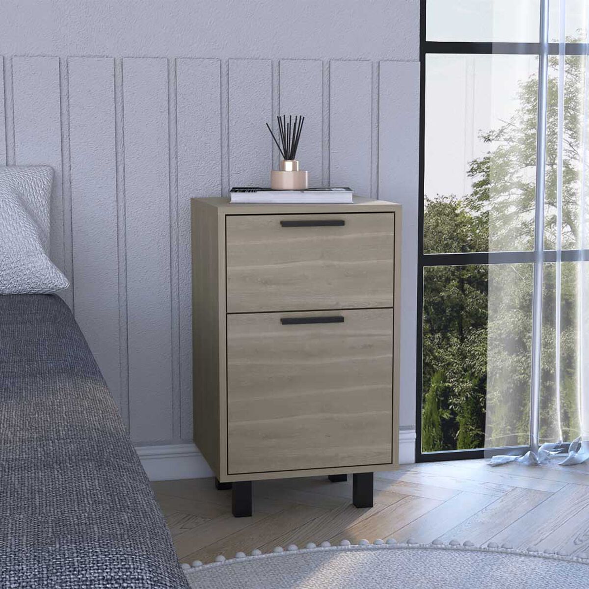 Velador TuHome Secret Z-81 con Cajón Oculto 1 Puerta Bardolino