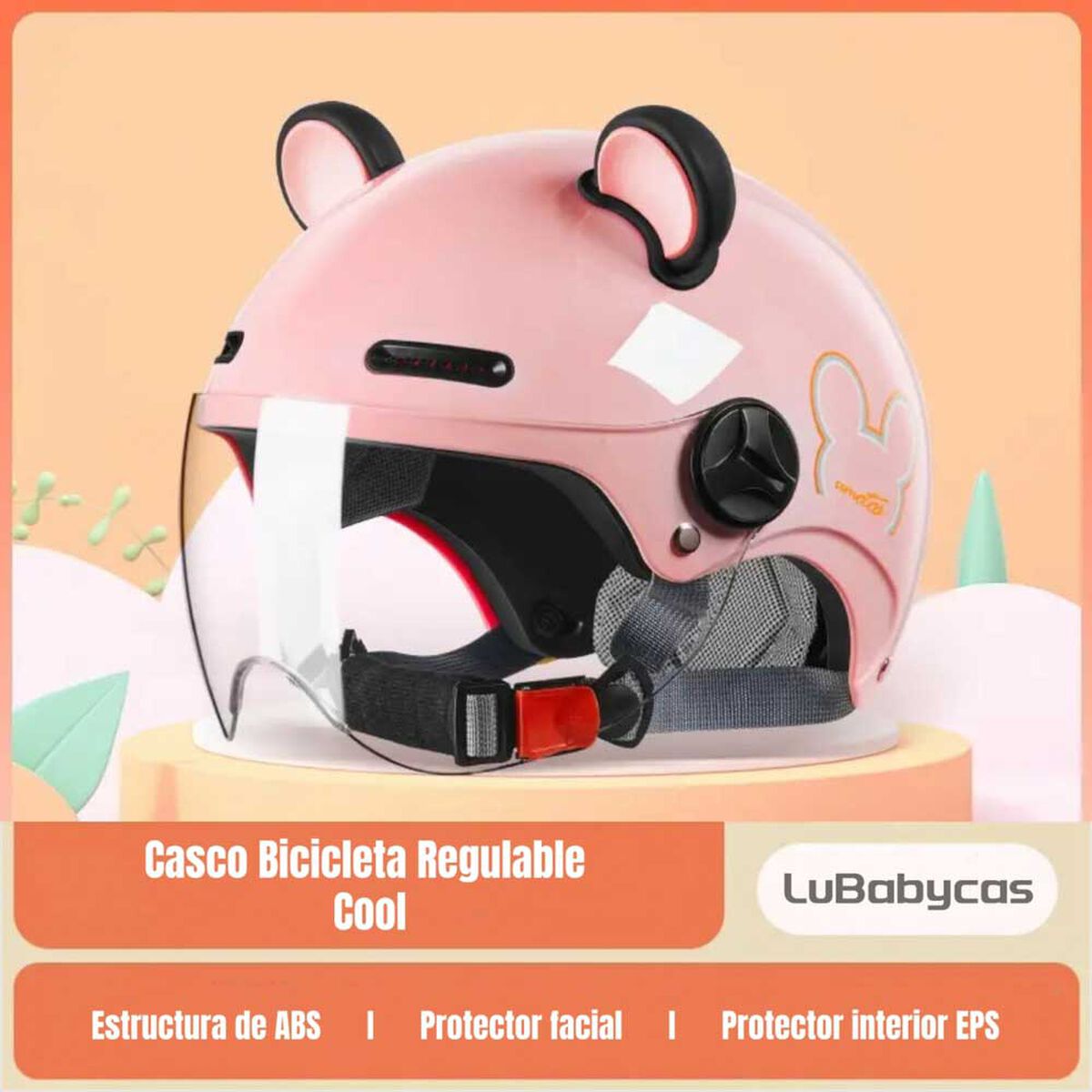 Casco Bicicleta LuBabycas Cool para Niños S Rosado