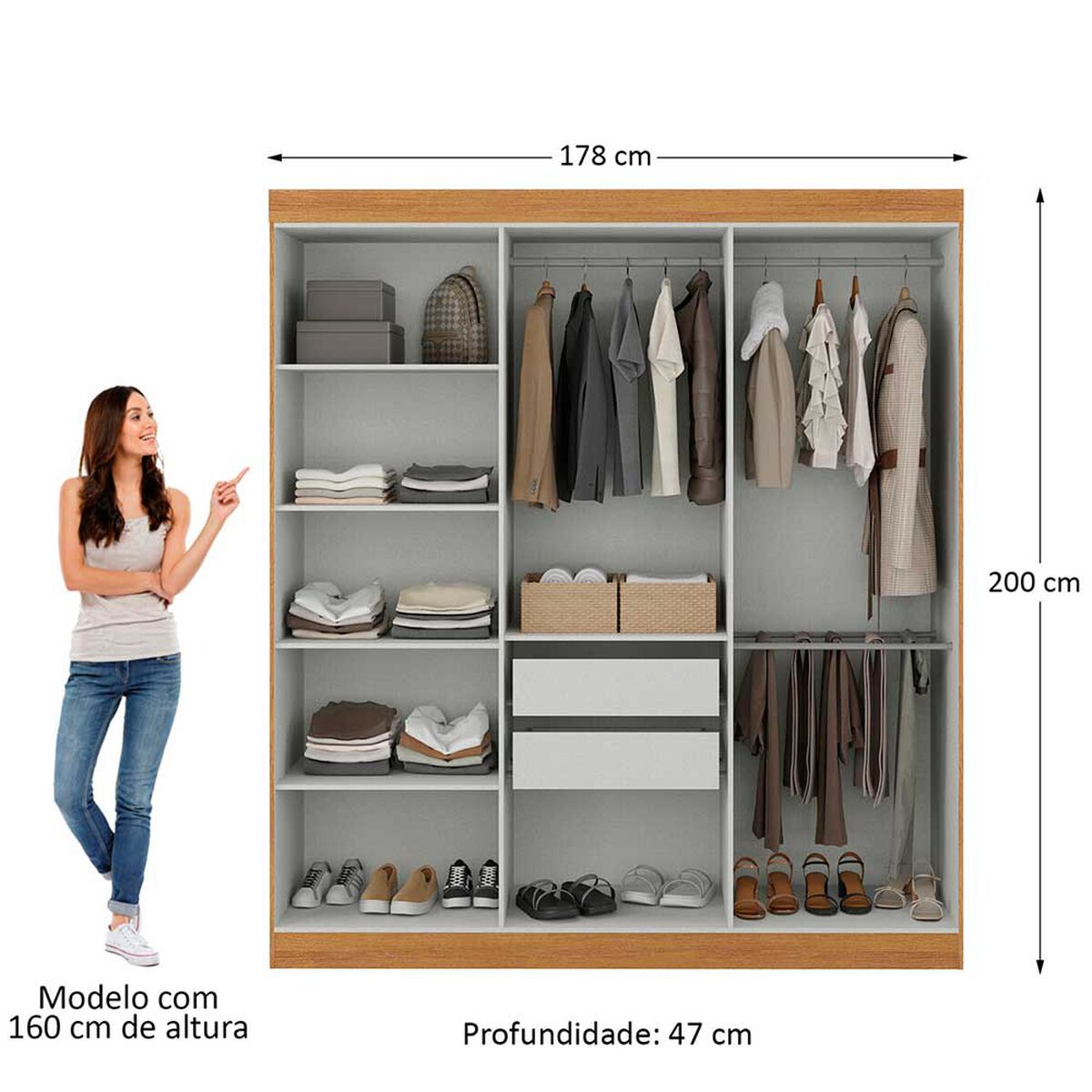 Closet Di Poretti Paris 6 Puertas 2 Cajones Gris