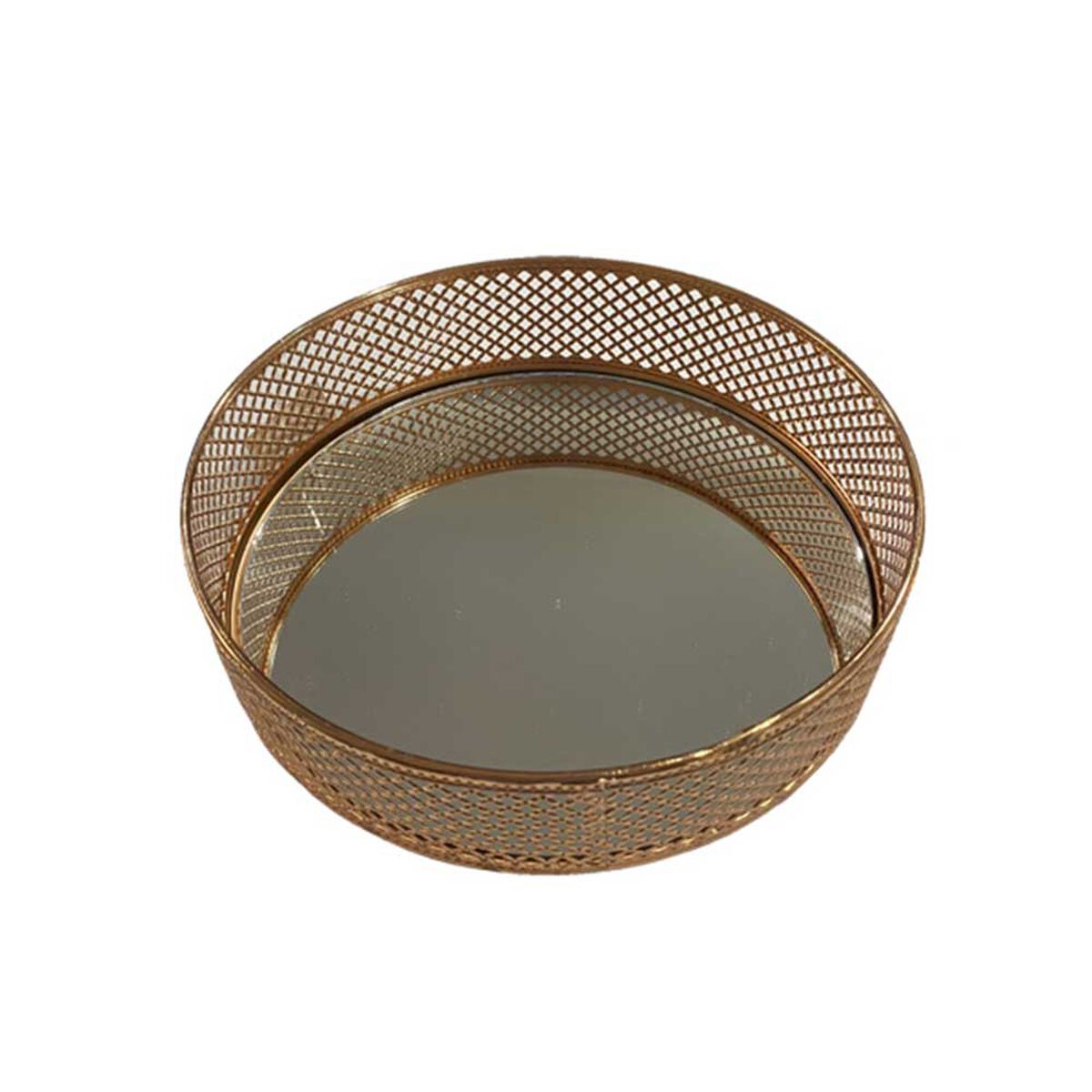 Bandeja Metal Vgo Espejada Circular 21 cm Dorado