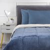 Plumón Flannel Sherpa Casanova 2 Plazas Liso Azul