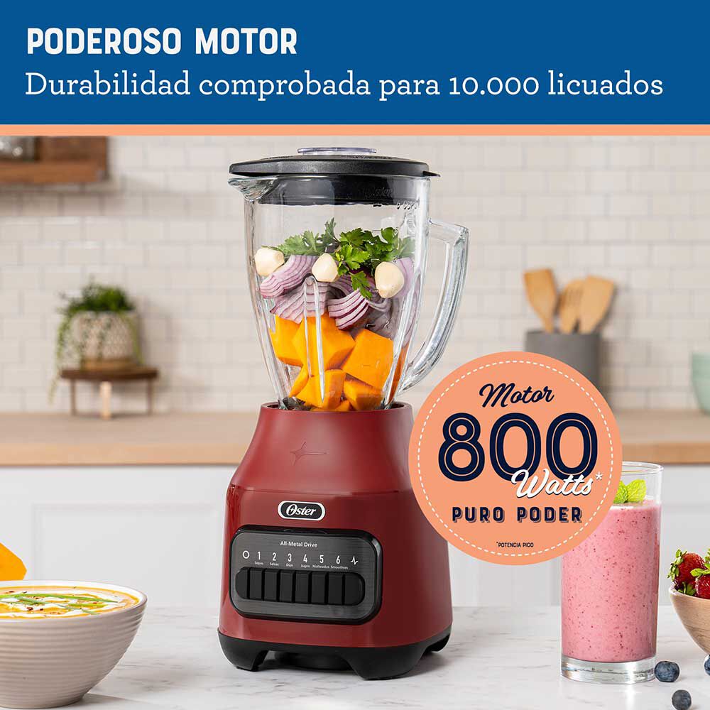 Oster Licuadora 6 Velocidades 1.5 L Rojo BLSTPEG-RPB, foto 3