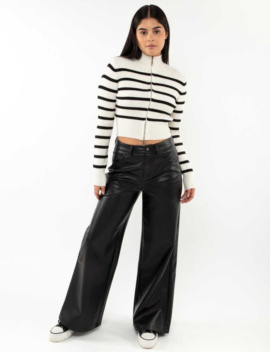 Pantalón Wide Led Ecocuero Mujer Icono