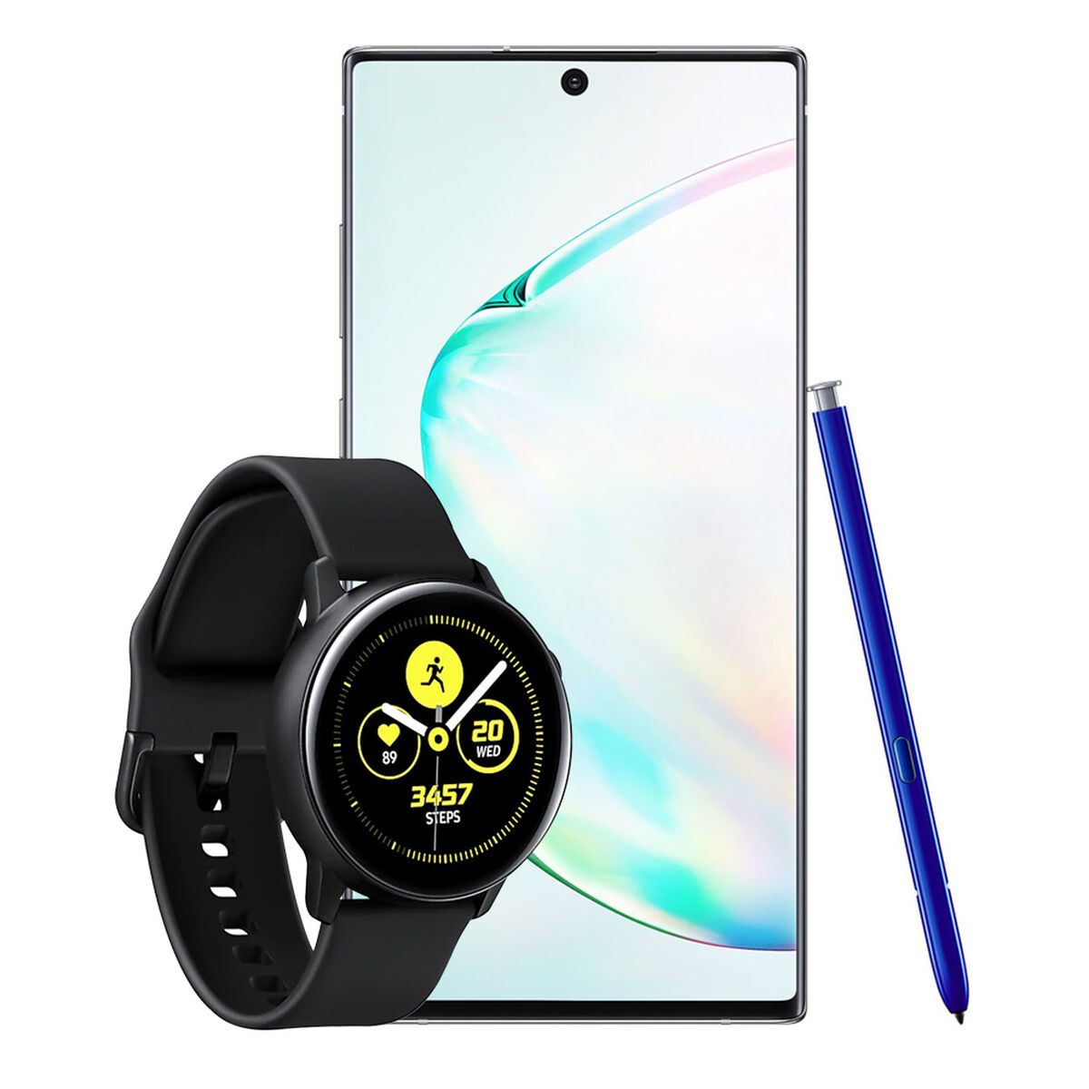 Celular Samsung Galaxy Note 10+ 256GB Aura Glow + Smartwatch Galaxy Watch R500 Active Negro