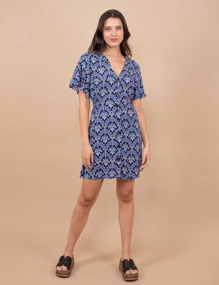 Vestido Manga Campana Corta Mujer Zibel