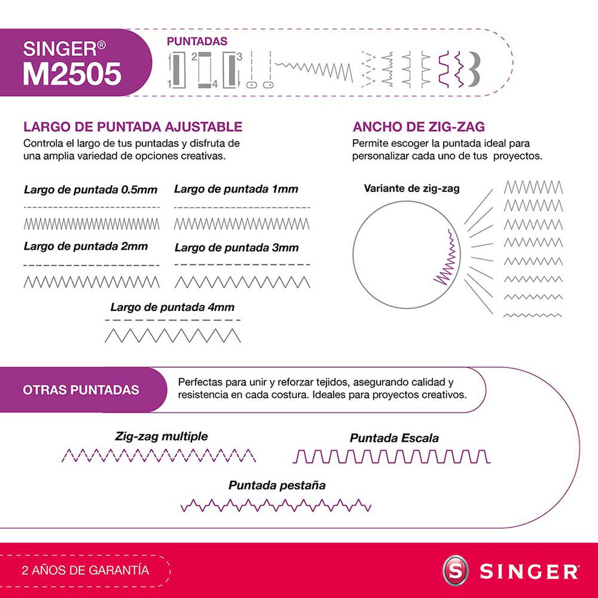 Máquina de Coser Brazo Libre Singer M 2505