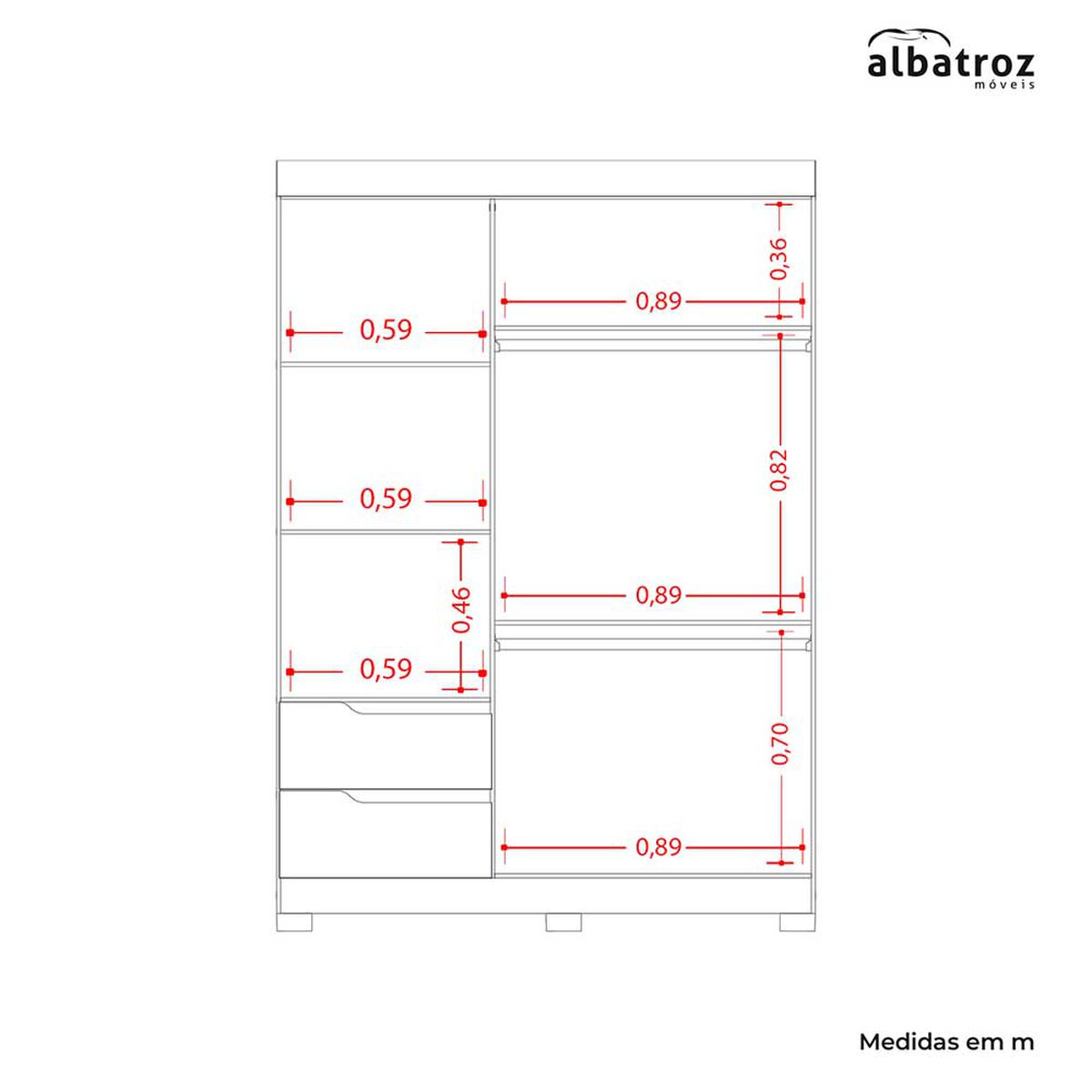 Clóset Vekkahome Vivacce 3 Puertas 2 Cajones Negro Café