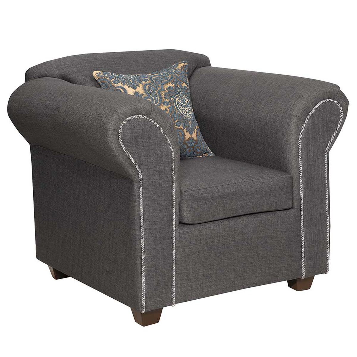 Juego de Living Essenza New Amparo Tela Catania Sofá 3 Cuerpos + Dos Sillones 1 Cuerpo Gris